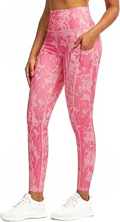 Women Long Opaque Printed Running Leggings Sports Leggings for Women with Pockets