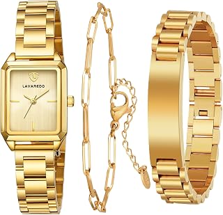 Gold Watch Bracelet Set for Women, 18K Gold Plated Bangle Bracelet