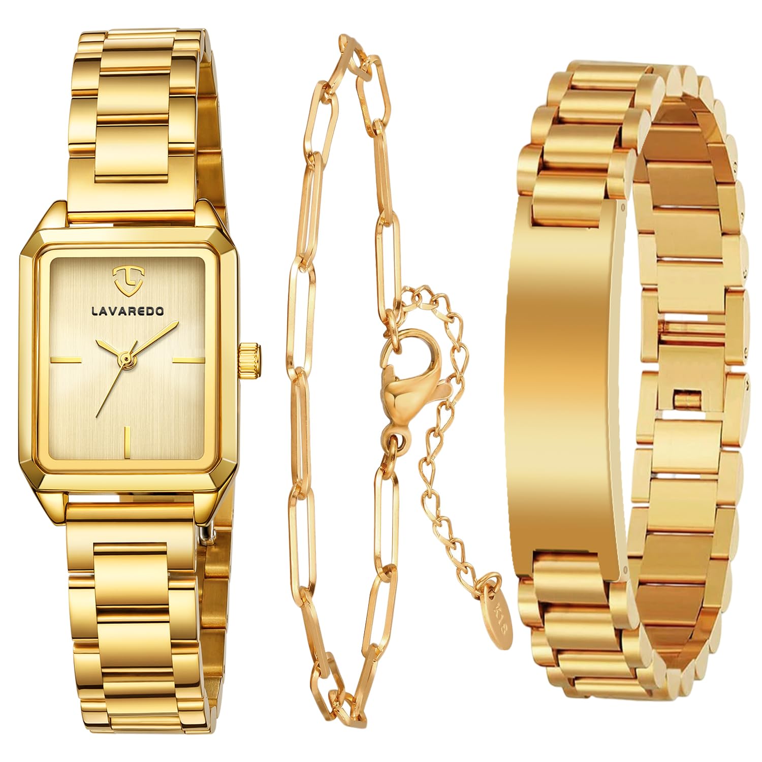 Gold Watch Bracelet Set for Women, 18K Gold Plated Bangle Bracelet
