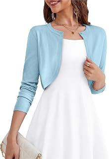 Women's Long Sleeve Cropped Cardigan Open Front Bolero Shrugs