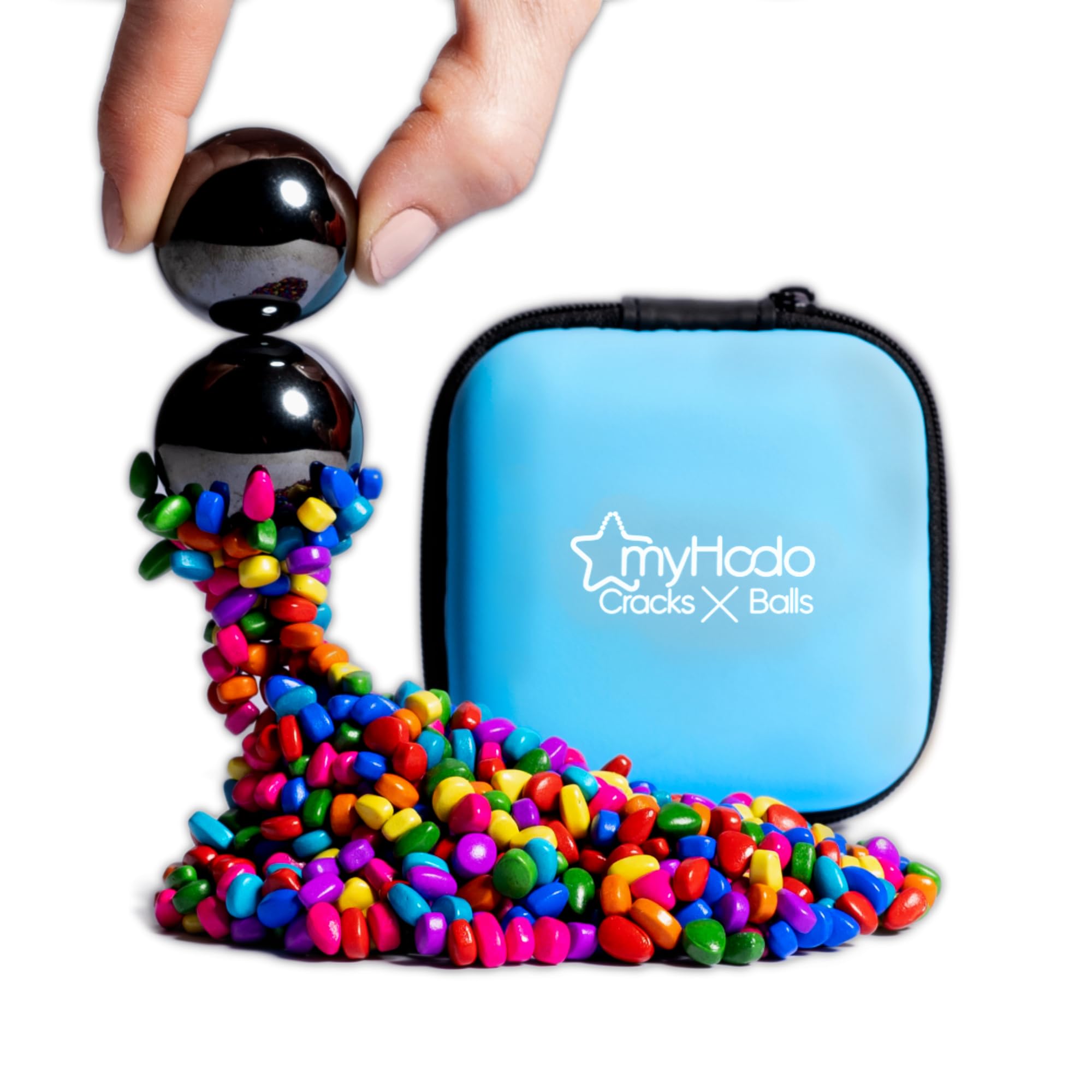 Crack Magnets Bundle 550+ Colourful Fidget Magnets & 2 XL Magnetic Spheres | 5–7