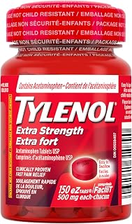 Tylenol Extra Strength Pain Relief, Acetaminophen 500 mg, eZTabs,150 count | Headache, fever, migraine, arthritis, menstrual cramp relief, easy-to-swallow, gentle on stomach