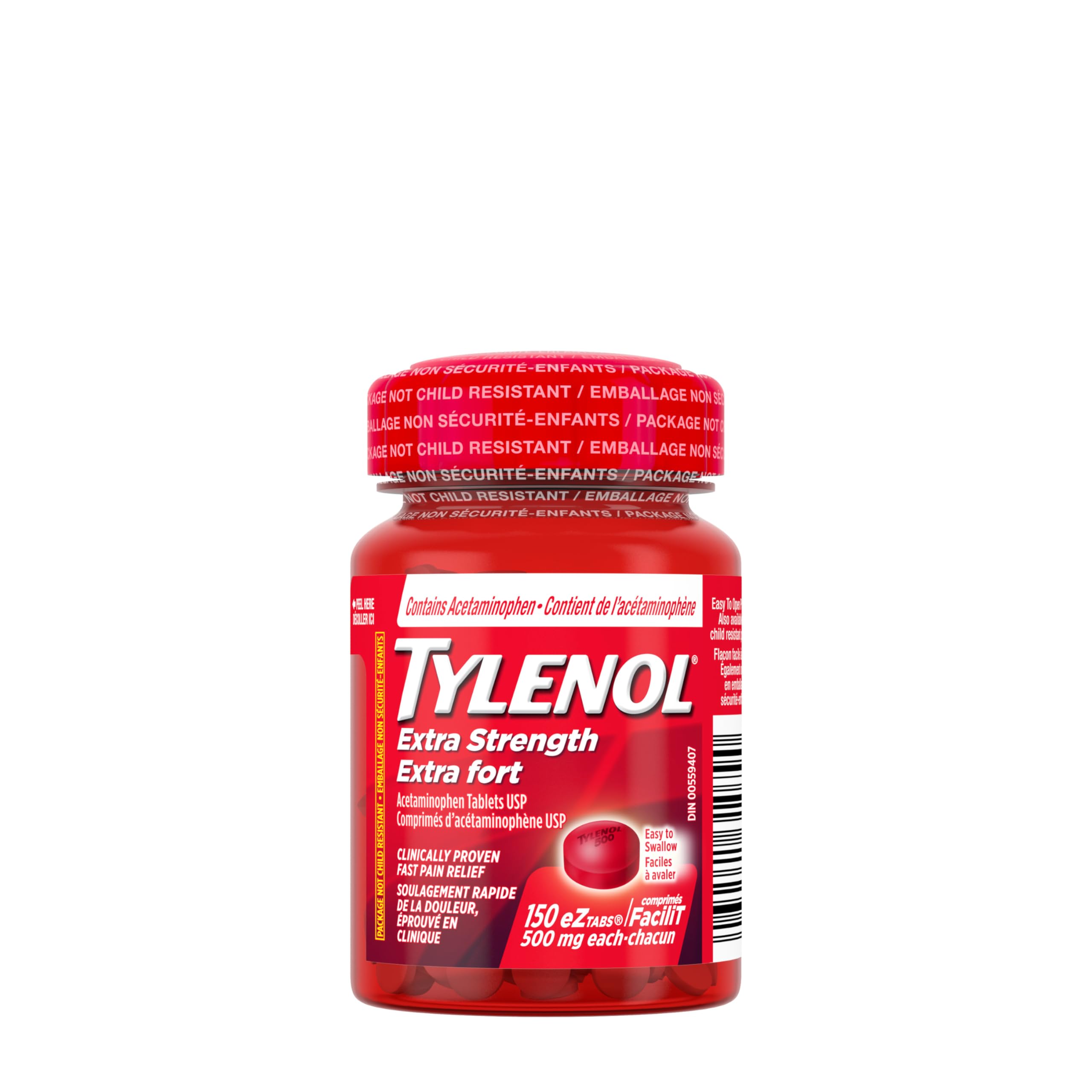 Tylenol Extra Strength Pain Relief, Acetaminophen 500 mg, eZTabs,150 count | Hea