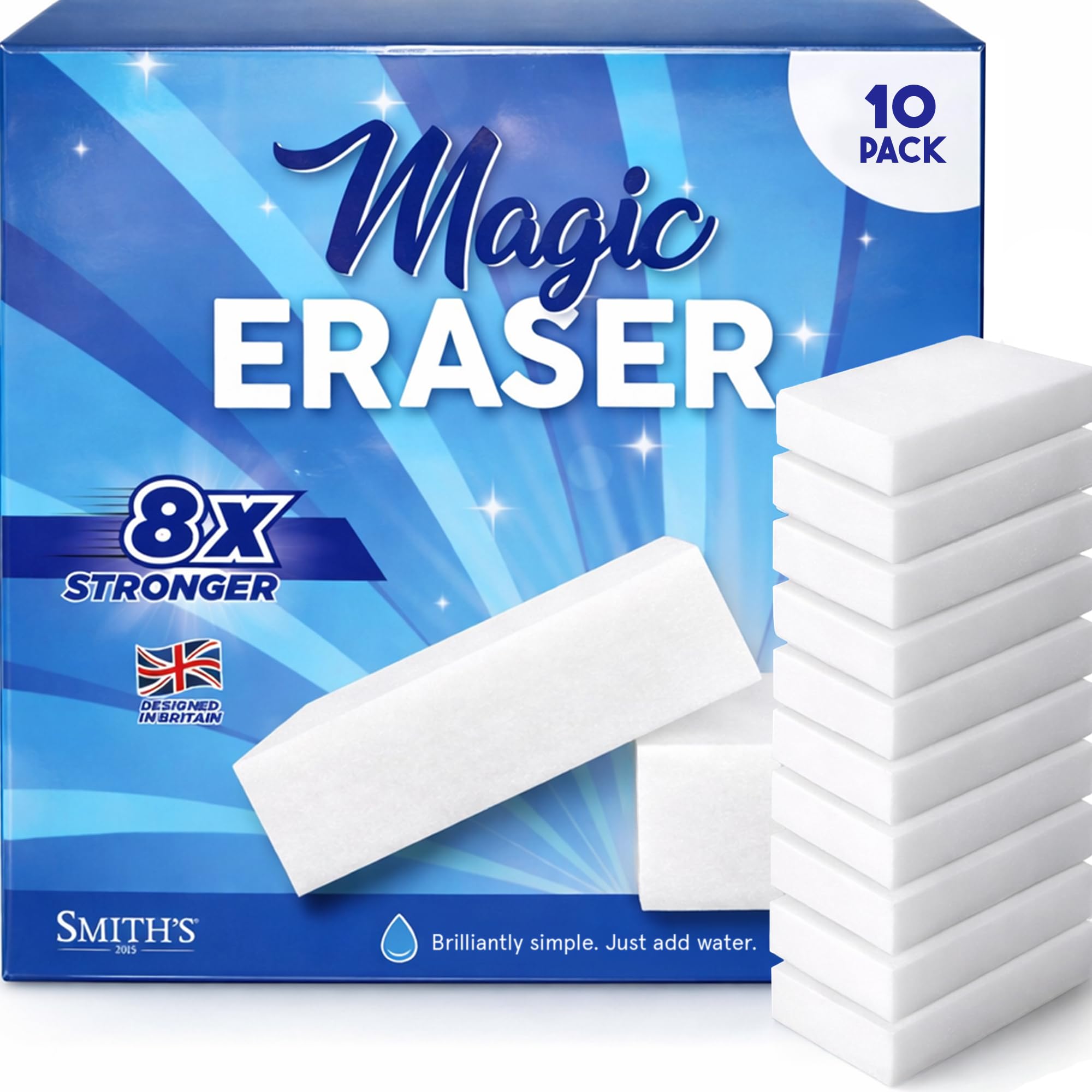Magic Eraser Sponge for Walls by Smith’s® | 10 Pack | Melamine Sponge | 8x More 