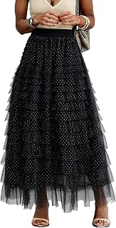 Flygo Women Long Maxi Tiered Tulle Skirts A Line Ruffle Layered Fairy Skirt