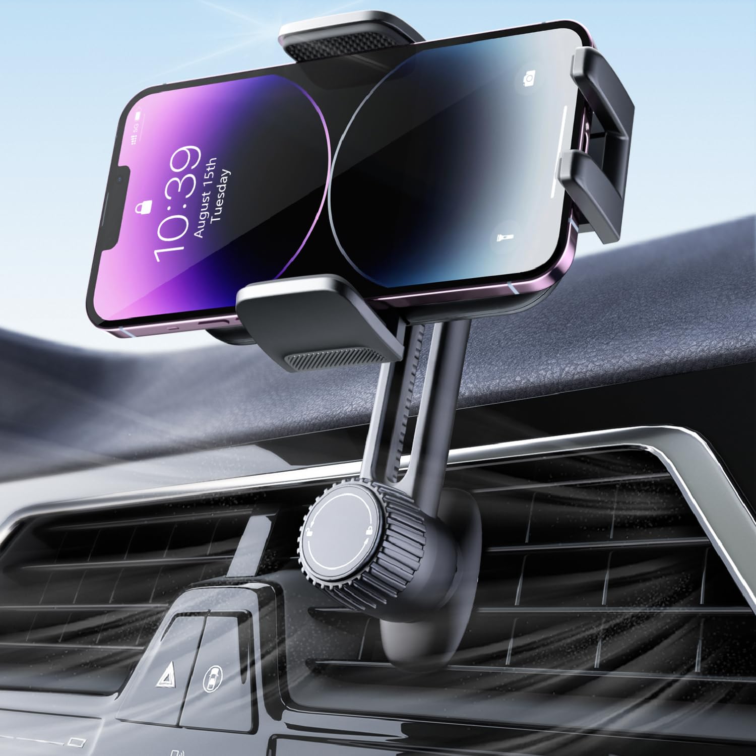 Phone Holder for Car Vent: [Never Blocking] Air Vent Cell Phones Mount, Quick Re