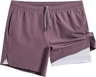 maamgic Mens 5" Gym Running Shorts for Men 2 in 1 Quick Dry Workout Athletic Shorts
