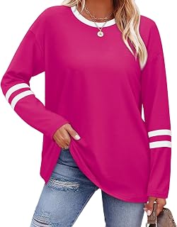 Sampeel Long Sleeve Shirts for Women Color Block Casual Tops Fall Outfits 2026 Basic Tees Trendy Spring Clothes
