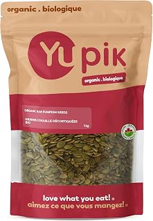 Yupik Organic Raw Pumpkin Seeds, No Shell, 1 kg, Gluten-Free, Non-GMO, Kosher, Vegan, Shelled Pepitas, Salt-Free, Plant-Based Protein, Source of Fiber, Healthy Snacks, Ideal for Baking & Topping
