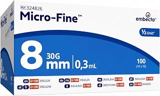 Embecta Micro-Fine 0.3ml U-100 with 30G 8mm Syringe | Multipurpose Use Syringe | Latex-Free, CE Certified, Pack of 100