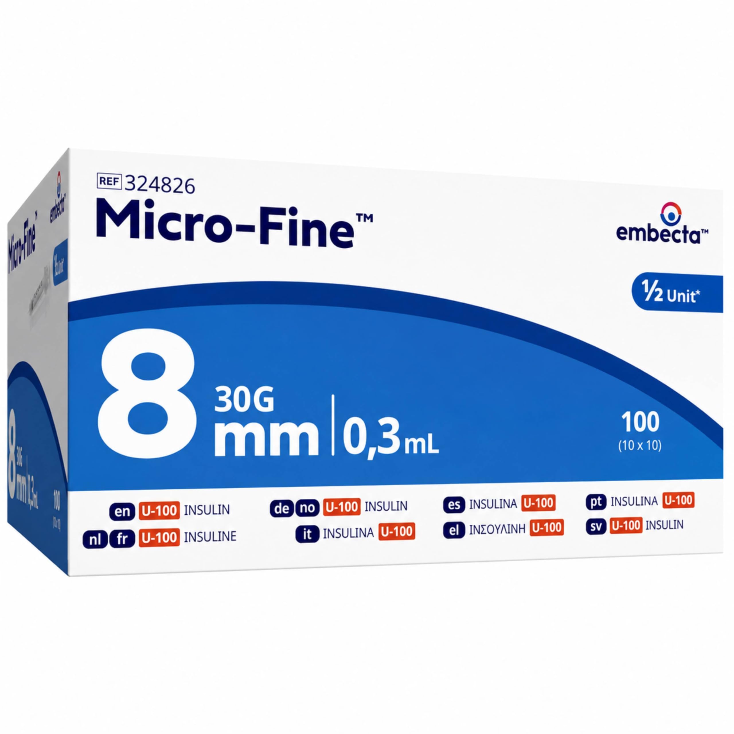 Embecta Micro-Fine 0.3ml U-100 with 30G 8mm Syringe | Multipurpose Use Syringe |
