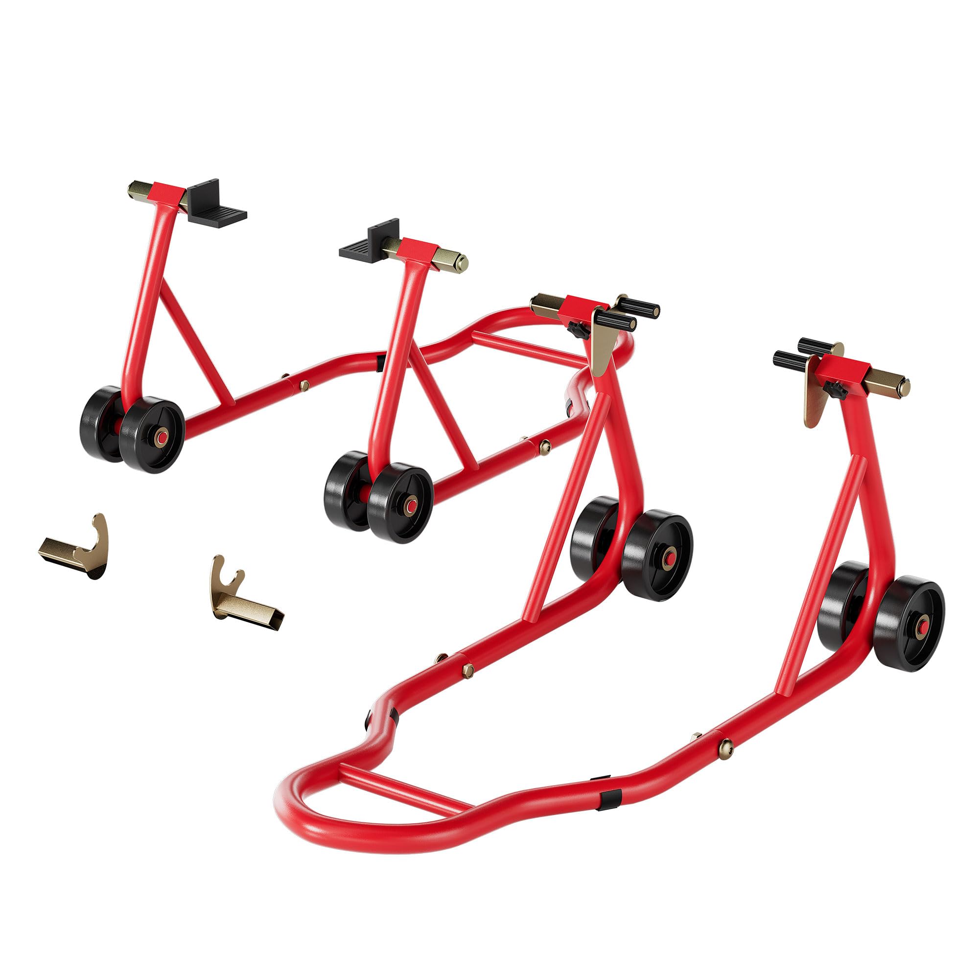 SPECSTAR Motorcycle Stands 882 Lbs Capacity, Red | Front Rear Wheel Lift Combo w