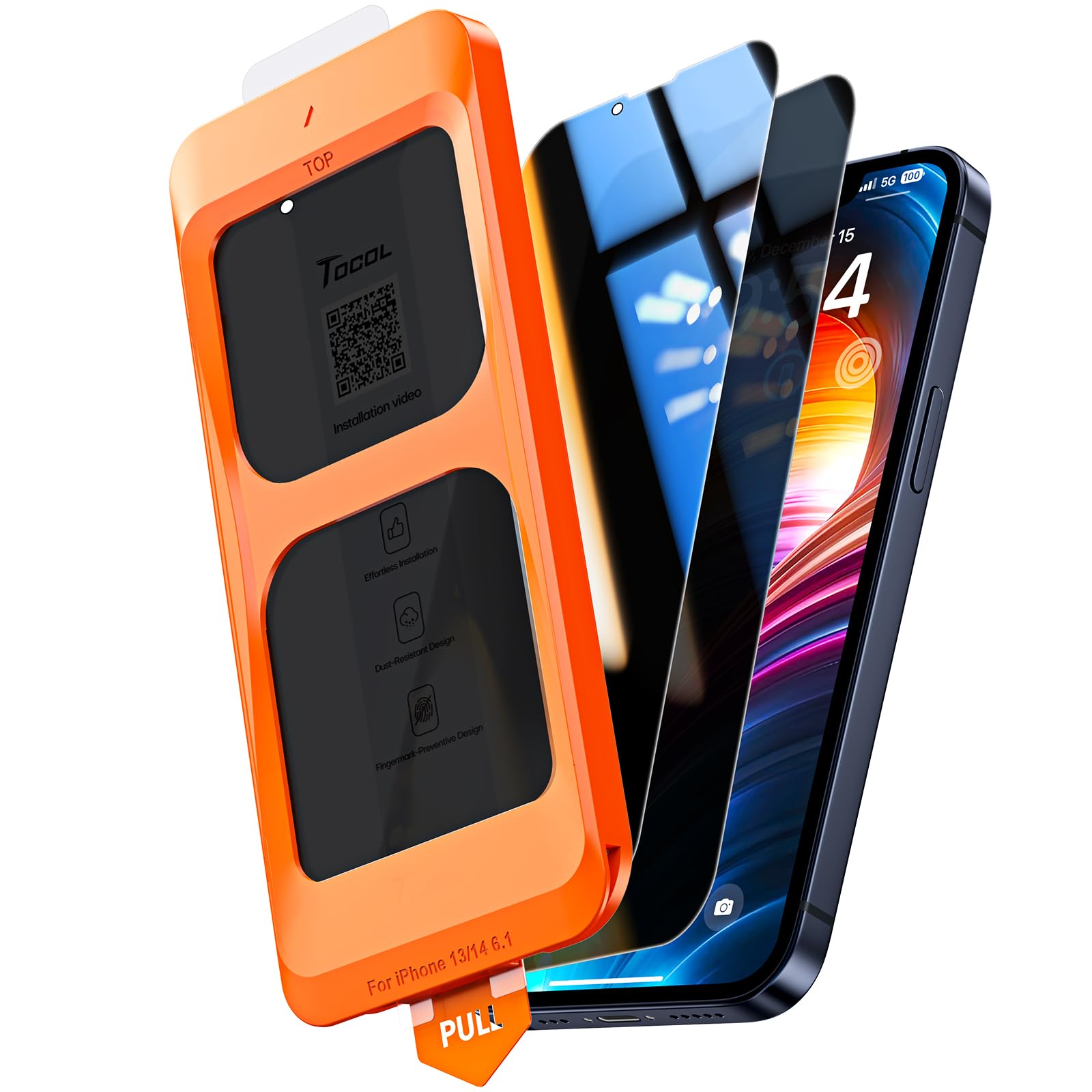 TOCOL for iPhone 13 Privacy Screen Protector, 25°Anti Spy