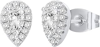 PAVOI 14K Gold Plated 925 Sterling Silver Post Brilliant Round Faux Diamond Halo Earrings - Premium Cubic Zirconia