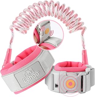 Lehoo Castle Toddler Leash, Wrist Leash for Kids with Induction Lock, Pink | Reflective Anti-Lost Wrist Link, Toddler Wrist Leash with Adjustable Strap, Kids Leash for Travel and Outdoor Activities