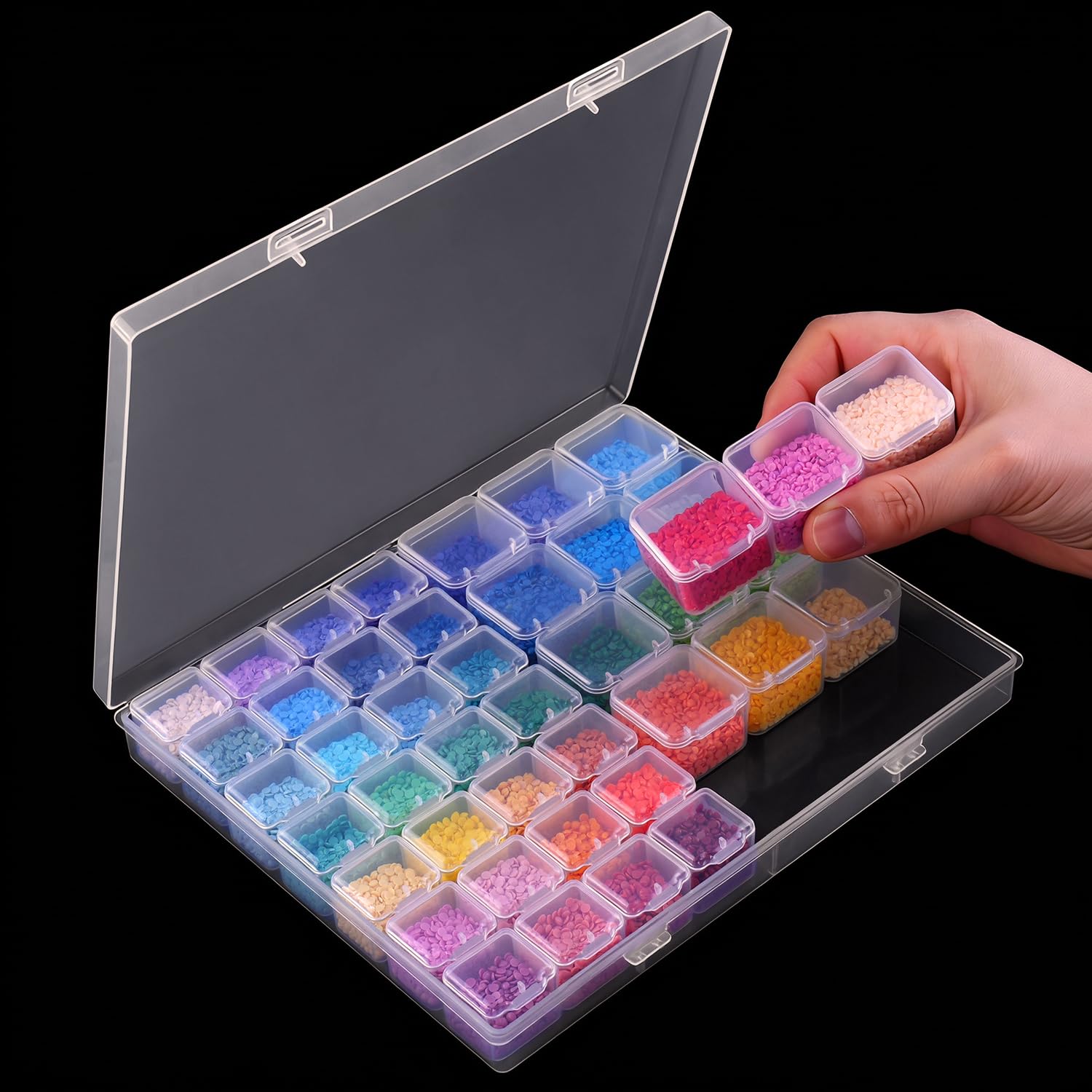 RJ-Sport Dual-Sized Bead Organizer with 28 Small & 15 Mid-sized Grids | Diamond 