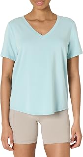 Amazon Essentials Womens Active Soft Cotton Relaxed Fit V-Neck Short Sleeve Lightweight Yoga Workout T-Shirt