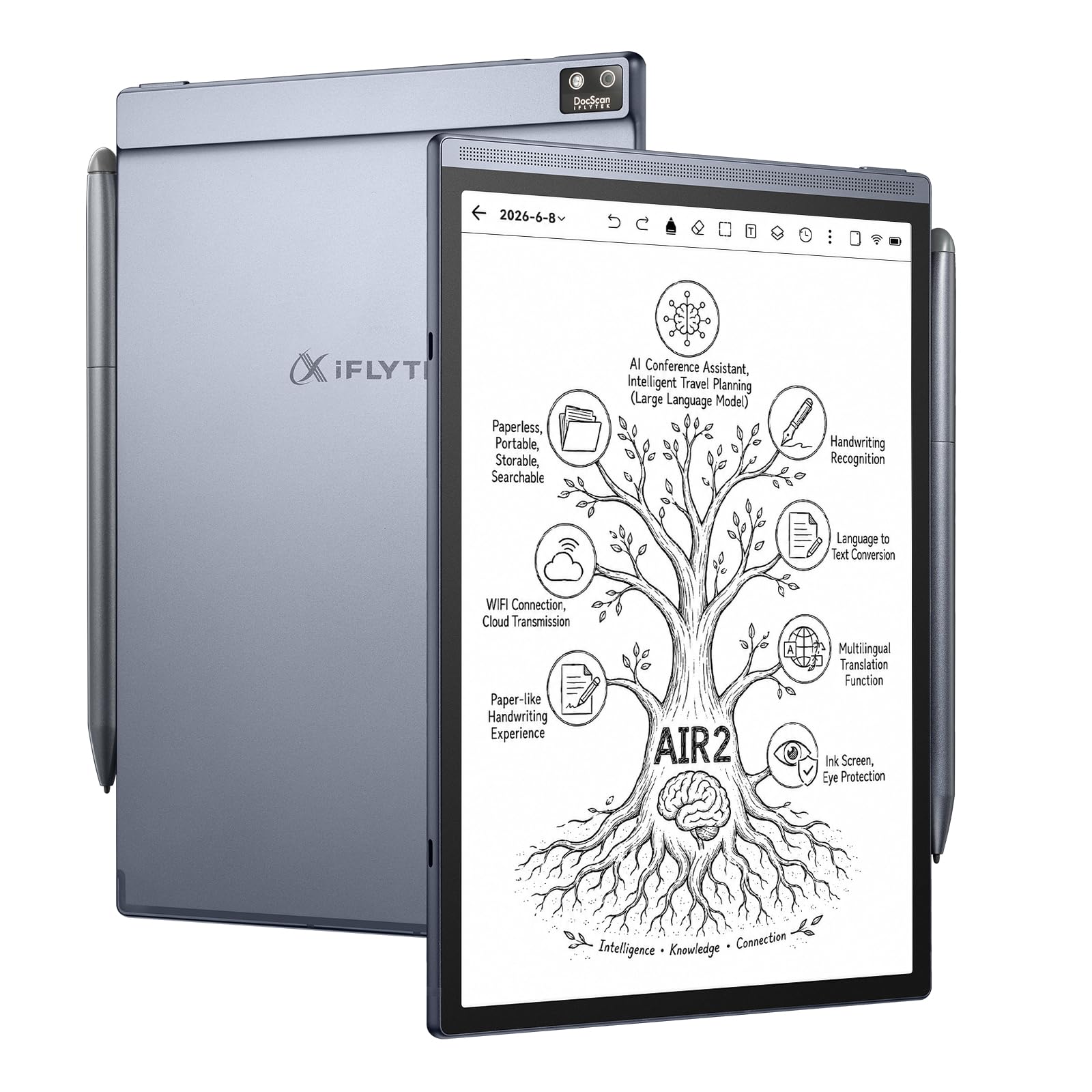 iFLYTEK AINOTE Air 2 Digital Notebook, 8.2-Inch E Ink Tablet with Stylus | AI No