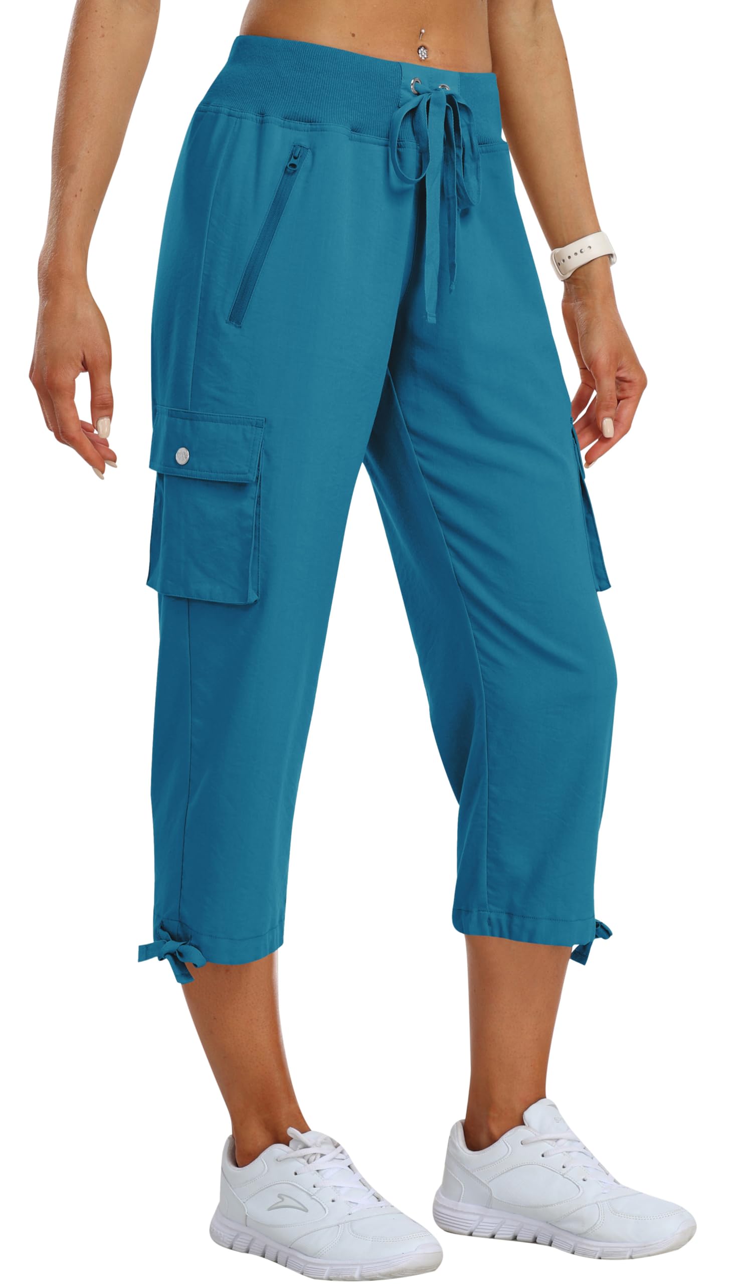 MoFiz Cargo Capri Pants for Women Loose Fit Casual Hiking Pants Lightweight Quic