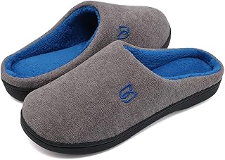 WateLves Men's Slippers Winter Short Plush Memory Foam Warm Cotton Unisex Adult