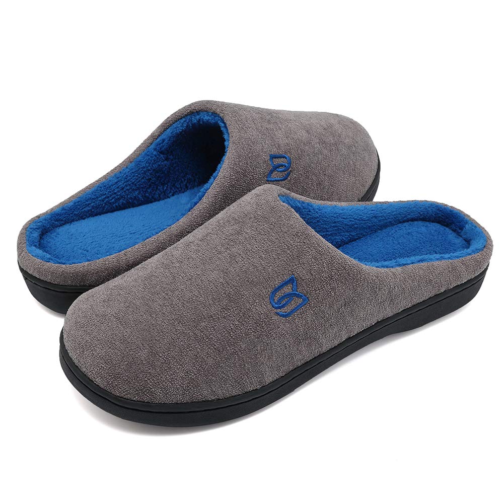 WateLves Men's Slippers Winter Short Plush Memory Foam Warm Cotton Unisex Adult
