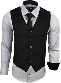 Subliminal Mode RN33 Men's Long Sleeve Shirt + Vest + Tie | Classic Fit | Comfortable and Easy to Wash | Ideal for Office and Casual Outings