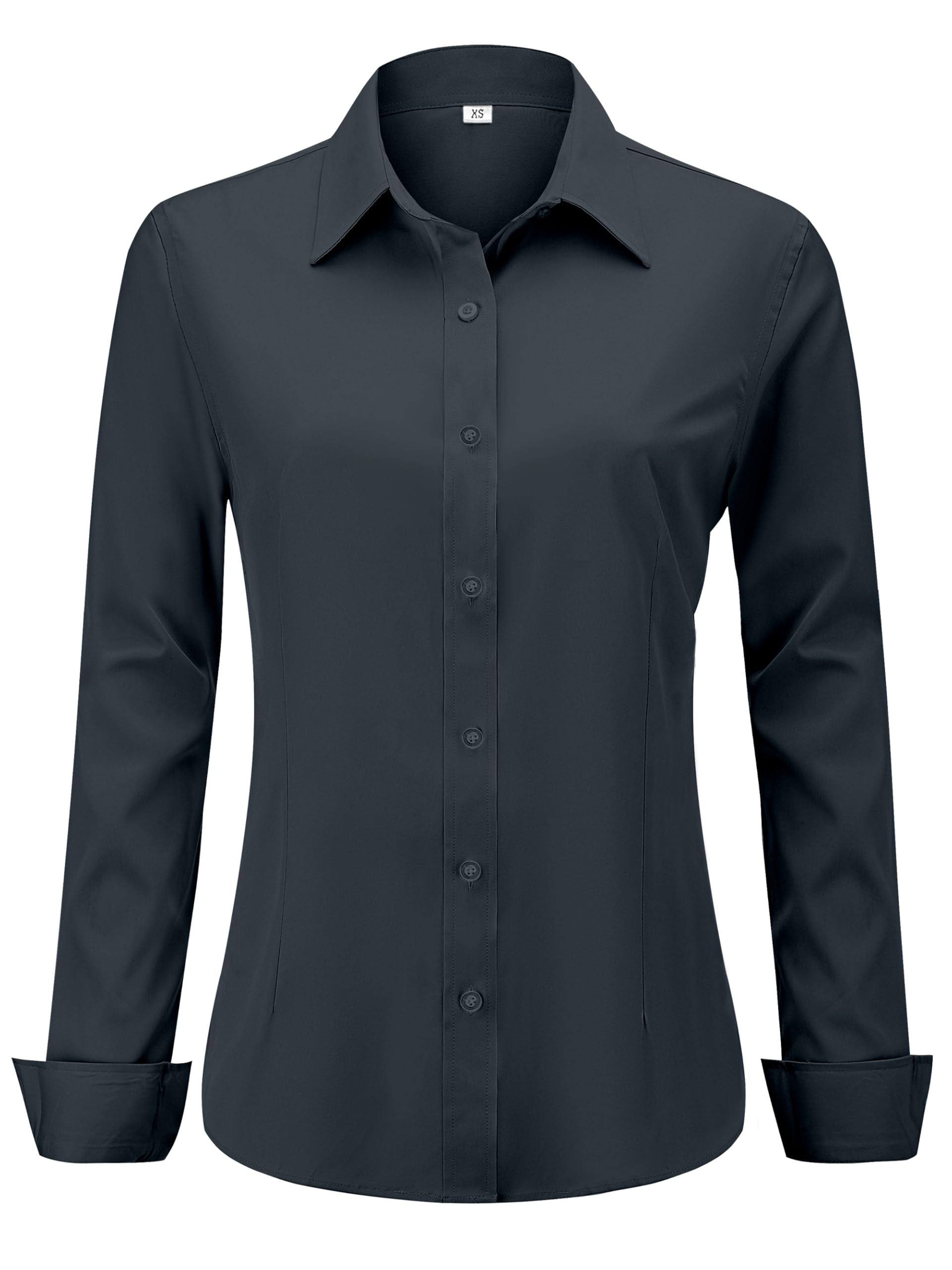 hearain Soft Wrinkle-Free Women's Button Down Dress Shirts Solid Long Sleeve Wor