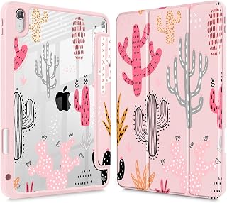 Mektron Case for 2026 iPad Air 11 inch M4 8th (M3 2025 7th /M2 2024 6th), Compatible with iPad Air 10.9" (2022 5th Gen /2020 4th Gen), Buit in Pencil Holder Shockproof Clear Shell, Colorful Cacti