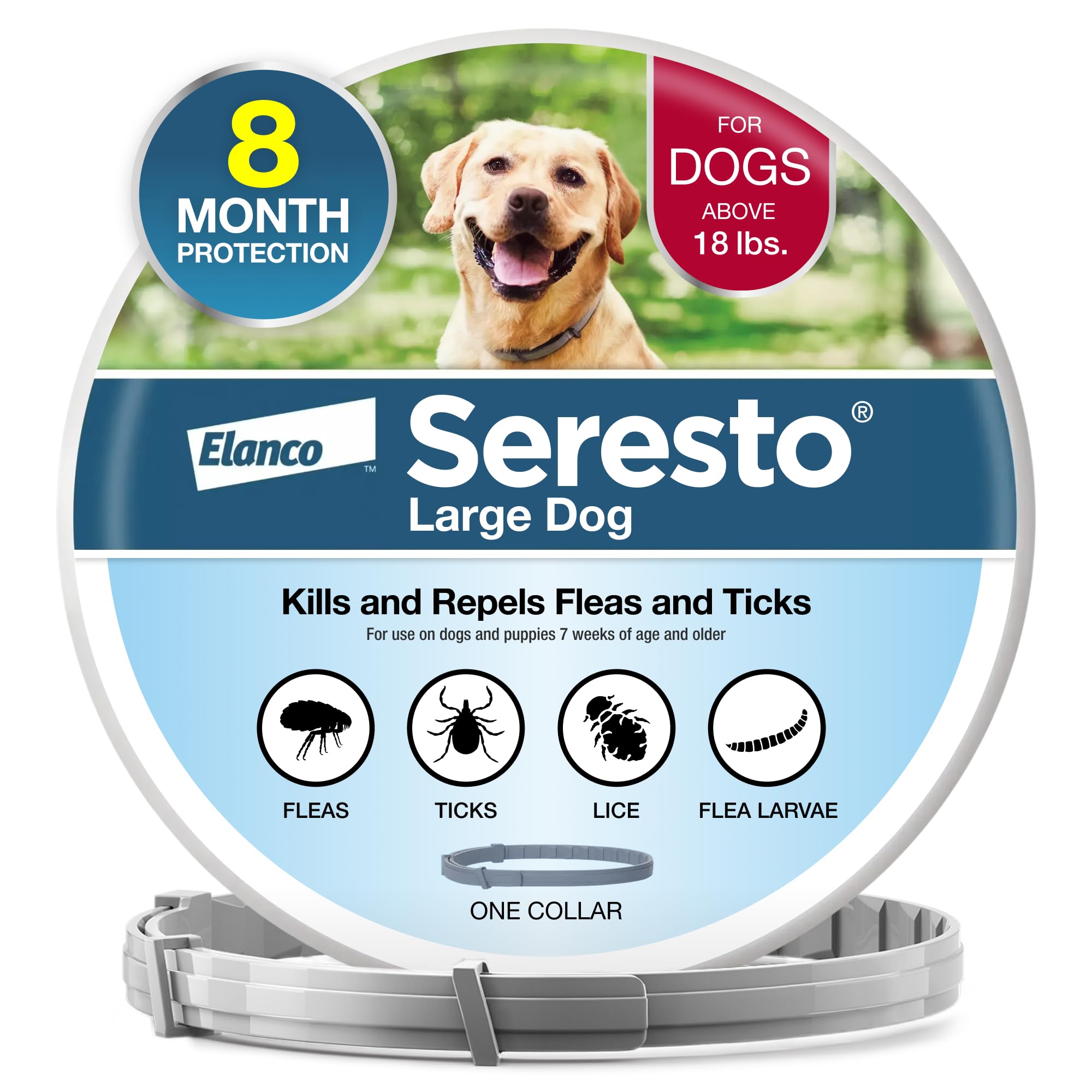 Seresto 8-Month Flea & Tick Collar for Large Dogs Over 18 lbs., 1ct