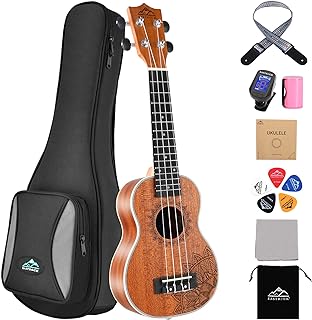 EASTROCK Soprano Ukulele 21 inch Sapele Beginners Kit | Ukulele big package kit, suitable for adults and beginners, ideal for practice, daily playing, and home use