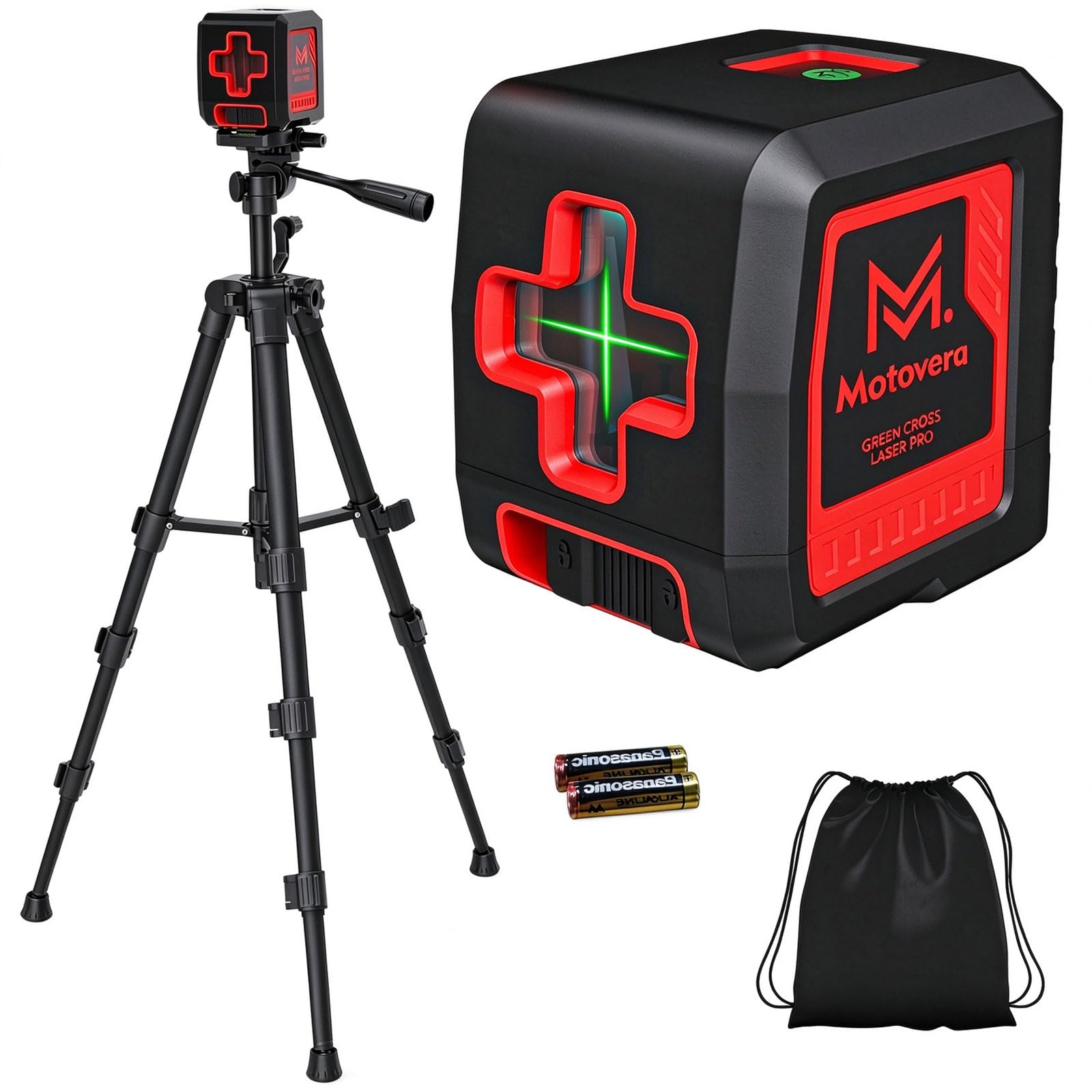 Motovera Self Leveling Laser Level 100ft, Green Cross Line with Tripod, 4 Bright