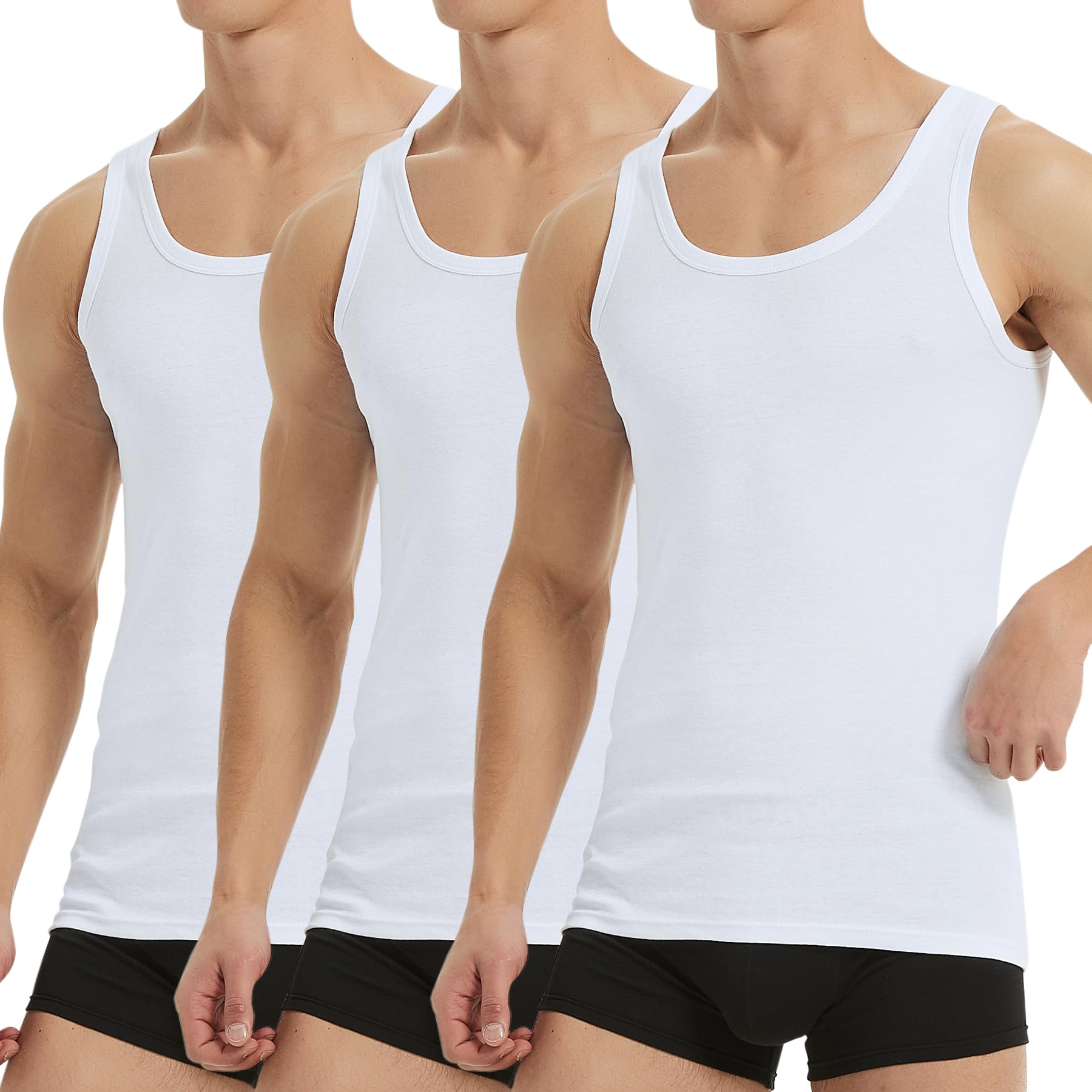 Falechay Men's Tank Top Pack of 5 100% Cotton Fitness Sports Tank Top