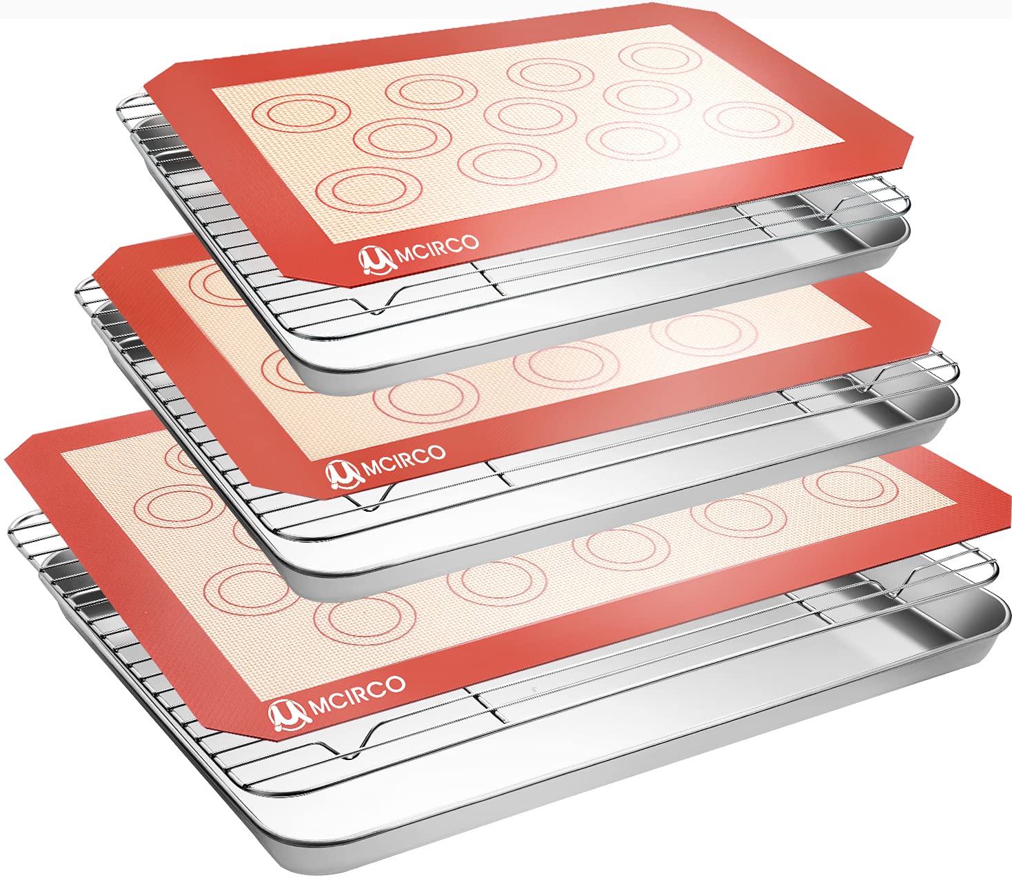 M MCIRCO Baking Sheet with Cooling Rack, Baking Mat Set, Set of 9 | Stainless St