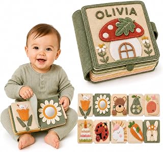 Personalized Busy Book for Toddlers 1-3, Custom Name Felt Quiet Baby Book | Montessori-Inspired Sensory Toy for 1 Year Old, 11 Felt Pages, Four Themes, Screen-Free Travel Play and First Birthday Gift