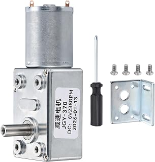 MECCANIXITY JGY-370 12V 40RPM DC Worm Gear Motor 6mm D Shape Shaft | High Torque Turbine Worm Gear Box Reducer Electric Motor with Fastener L-Shaped Bracket for Ovens, Projectors
