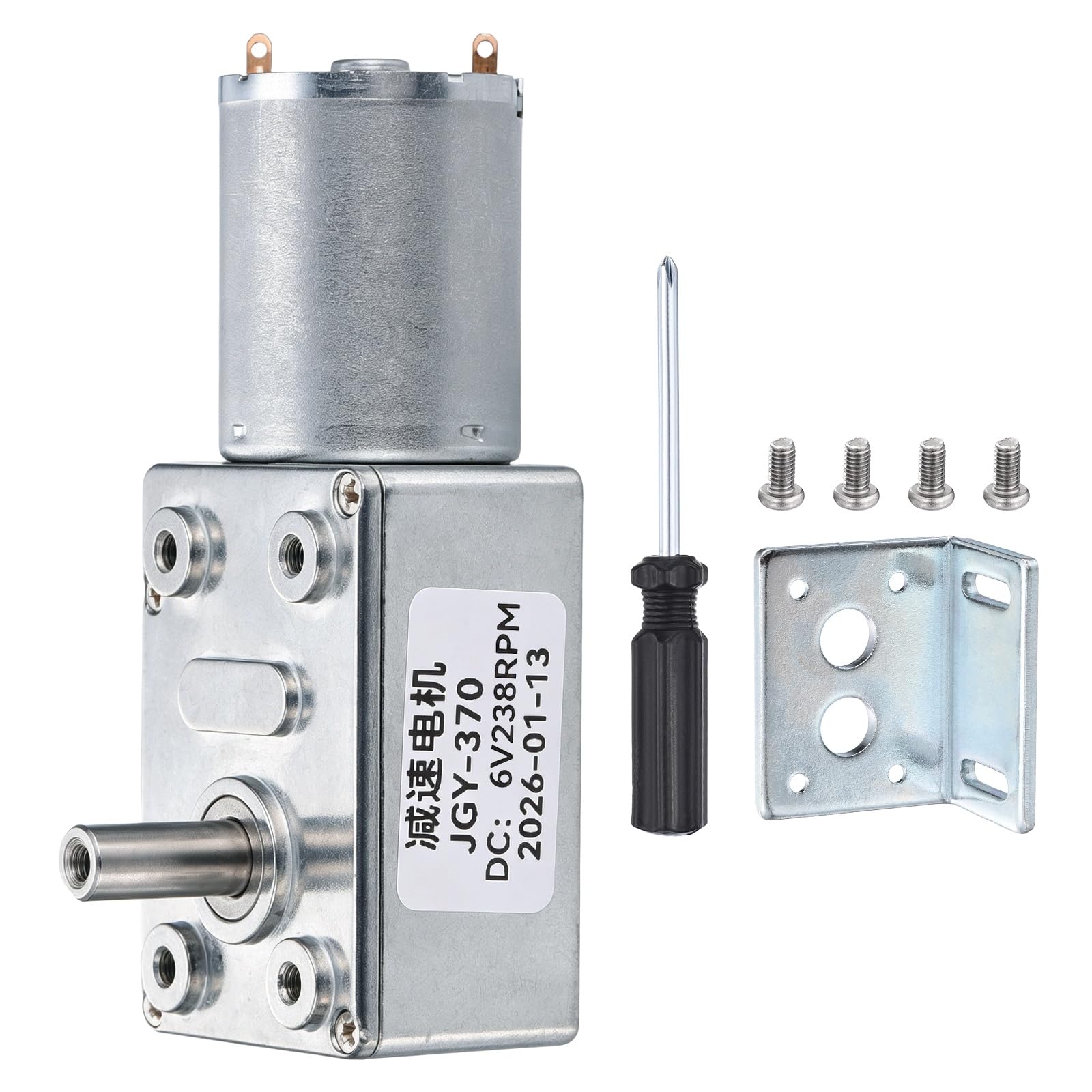MECCANIXITY JGY-370 12V 40RPM DC Worm Gear Motor 6mm D Shape Shaft | High Torque