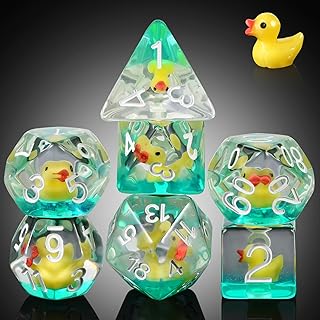 D&D Dice,DNDND 7PCS Dungeons and Dragons Resin Dice Set with Velvet Bag for D&D Role Playing Games and Tabletop Games (Duck)