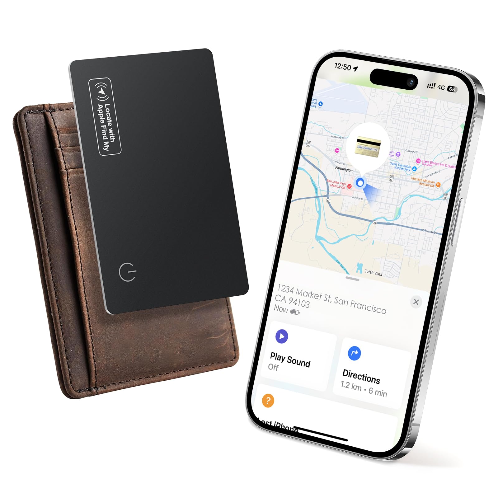 Wallet Tracker Card (iOS Only) - 0.07in Slim, Compatible with Apple Find My, Blu