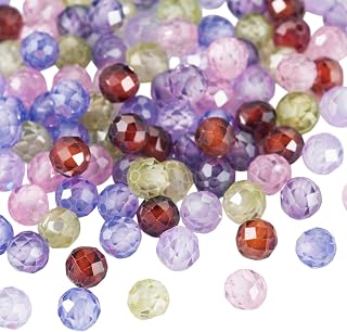 108 Faceted Cubic Zirconia Beads,4mm Round Mini Crystal Clear CZ Rhinestone Shiny Loose Spacer Seed Beads for DIY Bracelet Necklace Jewelry Craft Making
