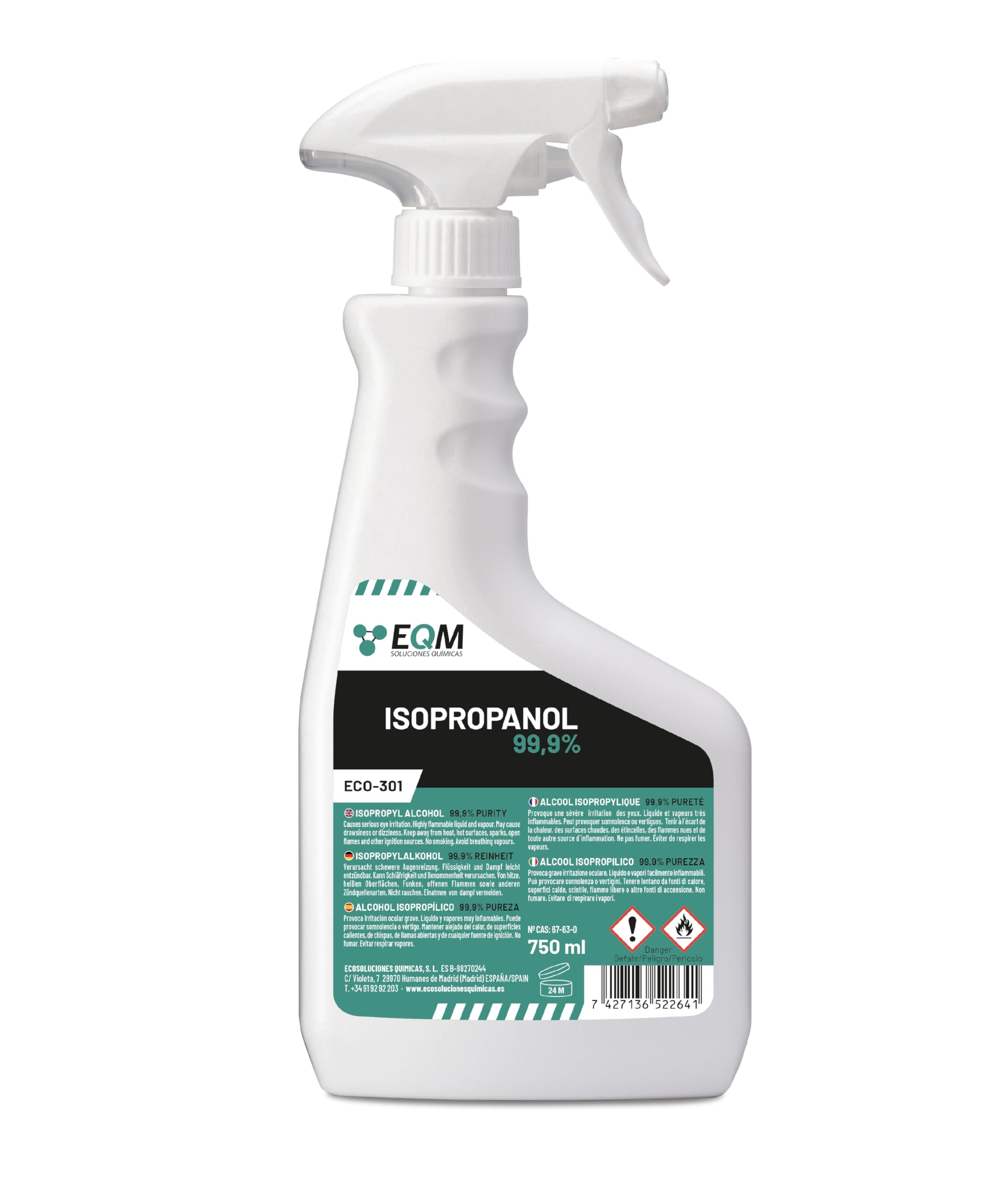 EQM- ECO-301 - Isopropanol 99.9% - Isopropyl Alcohol IPA 750ML - Cleaning | Fast