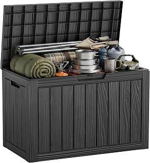 EasyUp 60 Gal Outdoor Storage Box Waterproof Lockable Resin Deck Box | Patio Furniture, Pool Accessories, Garden Tools Storage. Durable Resin, Easy Assembly. Indoor/Outdoor, Camping
