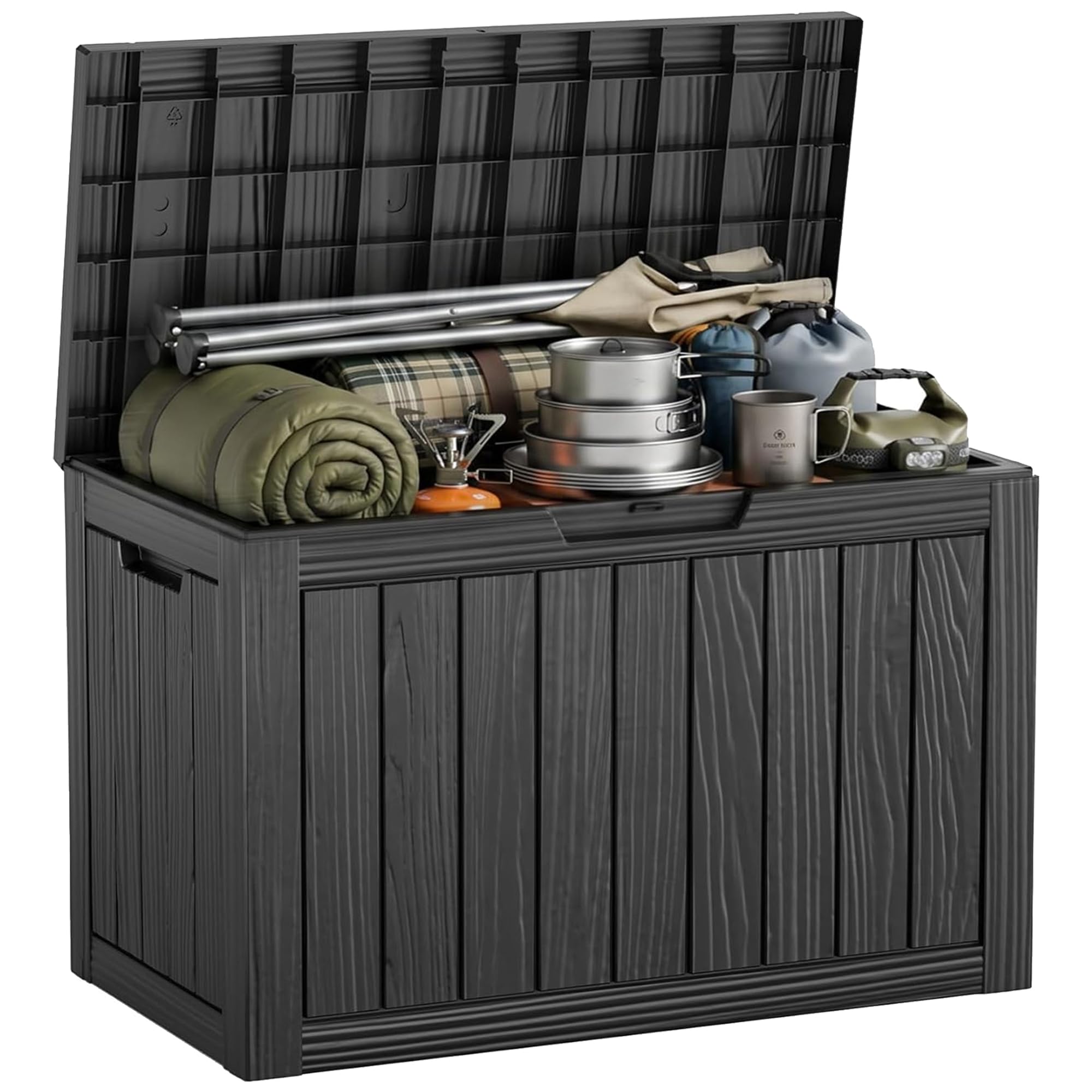 EasyUp 60 Gal Outdoor Storage Box Waterproof Lockable Resin Deck Box | Patio Fur