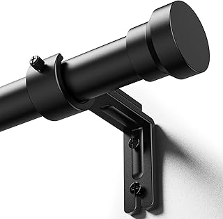 YaFex Curtain Rod 32-84 Inch, Heavy Duty 1 Inch Adjustable Curtain Pole, Black Long Curtains Rods for Window, Modern Design, Easy Installation