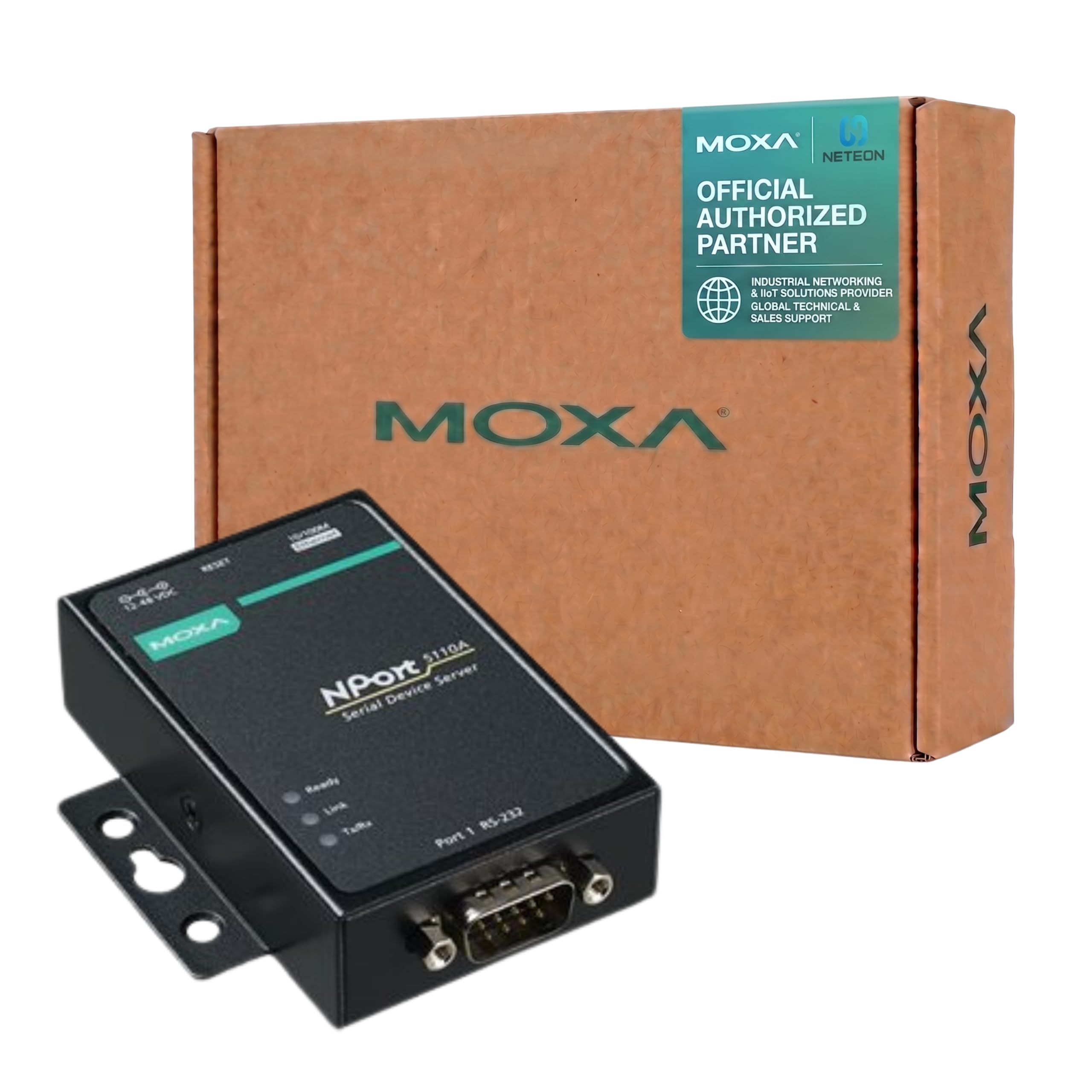 Moxa NPort 5110A - 1 Port Device Server, 10/100 Ethernet, RS-232, DB9 Male, 0 to