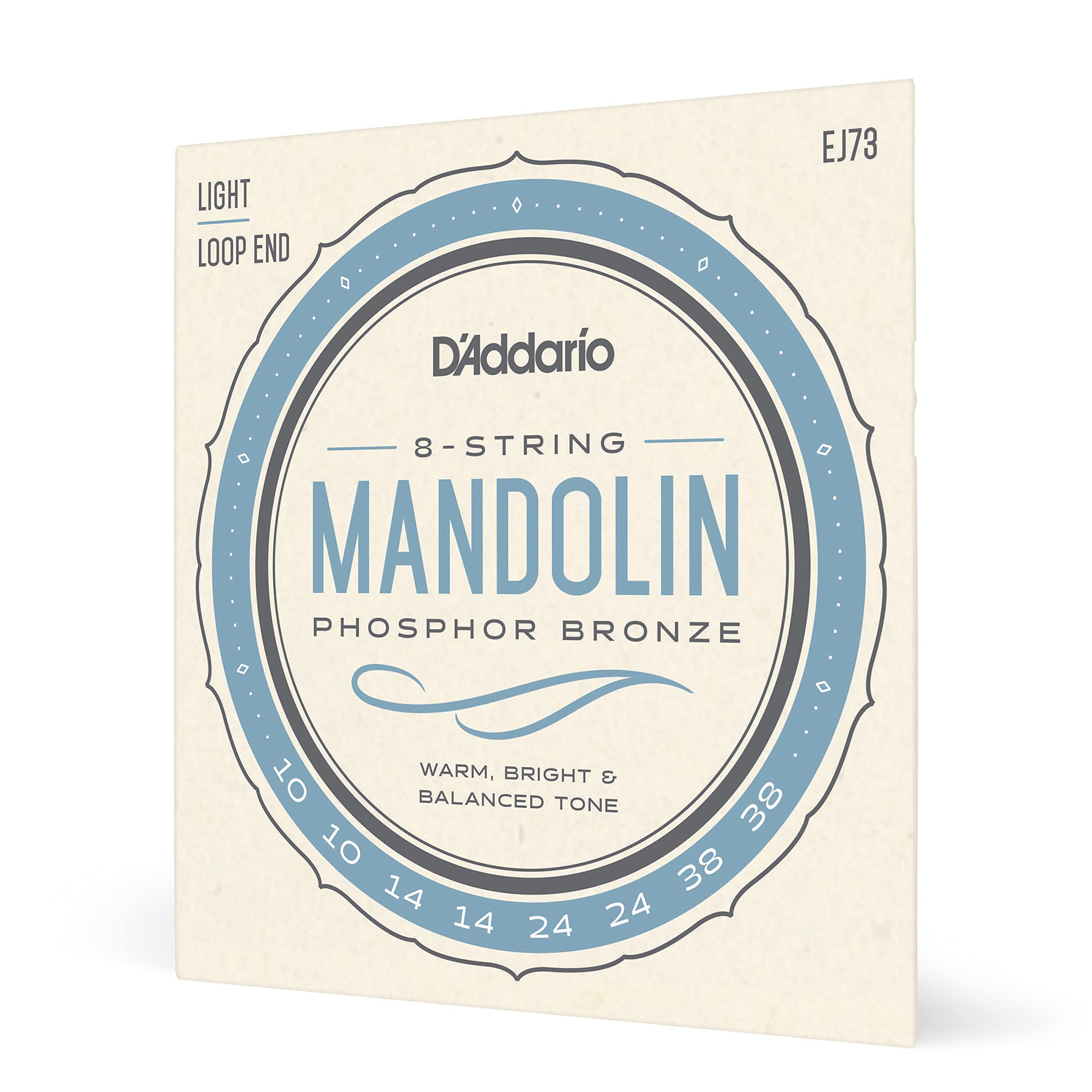 D'Addario EJ73 Phosphor Bronze Mandolin Strings, Light, 10-38