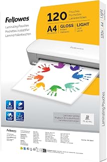 Fellowes 120pk A4 Laminating Pouches, Glossy Finish, 120 Sheets - Ideal for Notices and Photos - Amazon Exclusive