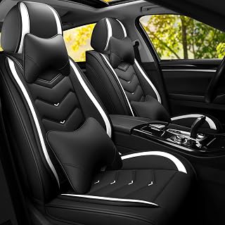 Car Seat Covers Fit for Ford F-150/F-250/F-350 2009-2026, Stylish Sport Seat Cover, Waterproof Wear-Resistant Premium Car Seat Cover，Ford F-150 Seat Covers. (2 Pcs Front with Pillow/Black White)