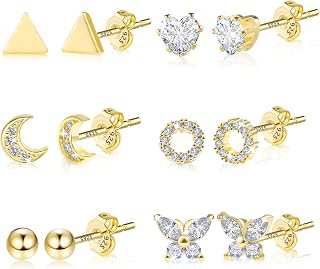 Stud Earrings Set for Women Silver Small Stacking Earring Multiple Piercing
