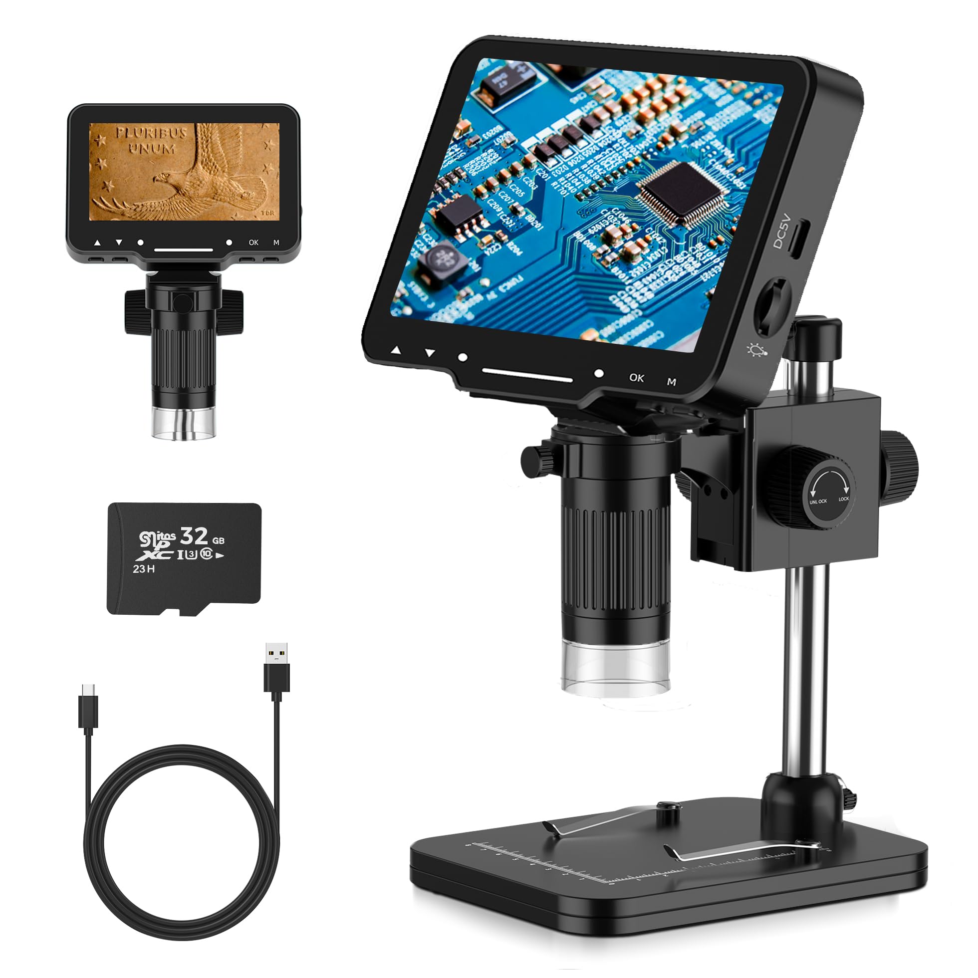 PalliPartners Digital Microscope for Coins with Light HD Screen | 4.3 Inch 1080P