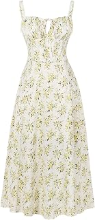 Odizli Women's Sexy Sleeveless Spaghetti Straps Bohemian Floral Split Summer Dress